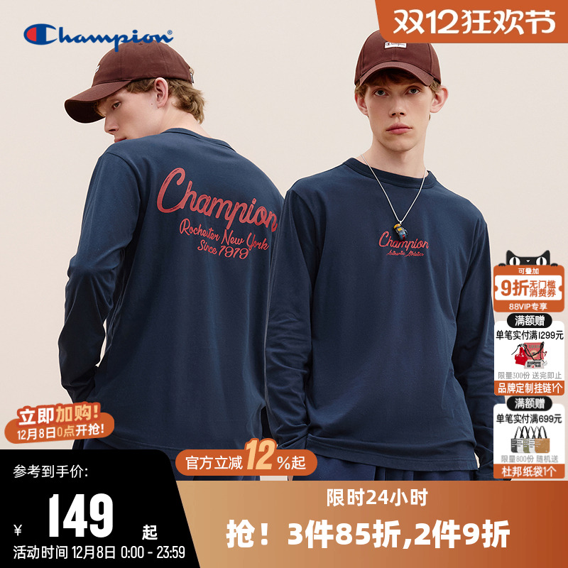 纯棉长袖T恤Champion冠军男