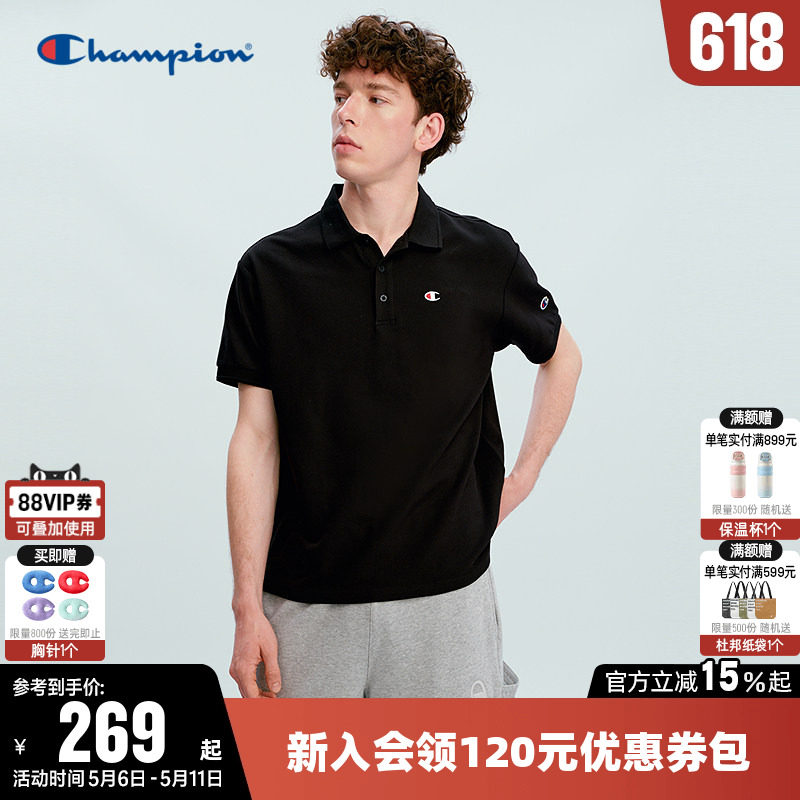 Champion冠军T恤女2026夏季新款情侣休闲宽松POLO衫短袖上衣男潮