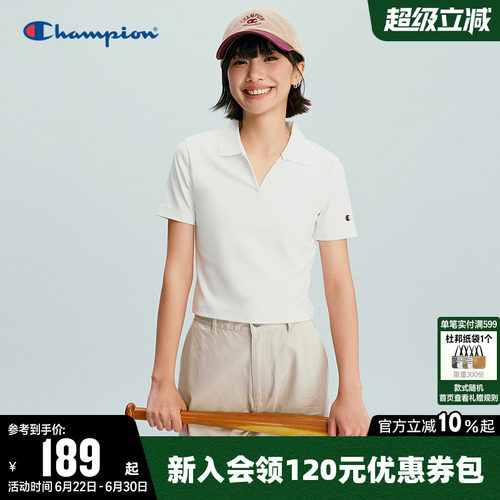 Champion冠军短款翻领短袖T恤女