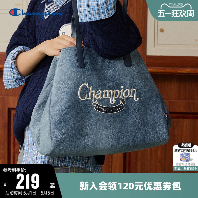 Champion冠军单肩背包2026春新款大容量简约托特包可折叠手提包包