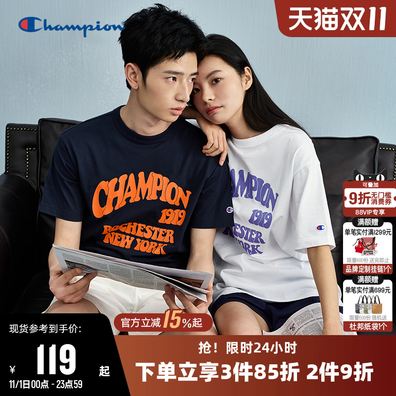 Champion冠军圆领短袖T恤情侣