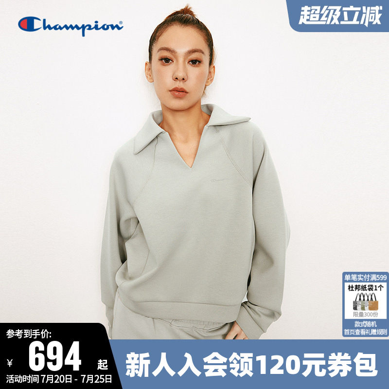 【BLACK EDITION胶囊系列】Champion冠军卫衣女春季宽松翻领上衣
