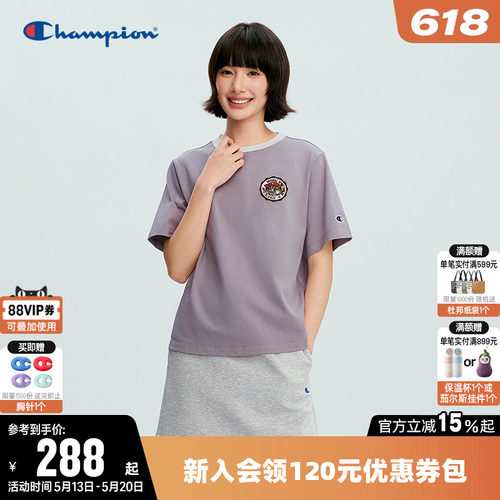 Champion冠军休闲短袖圆领T恤女
