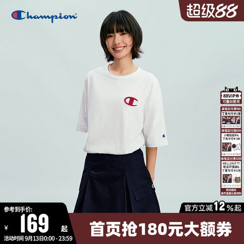 Champion冠军纯棉圆领短袖T恤女