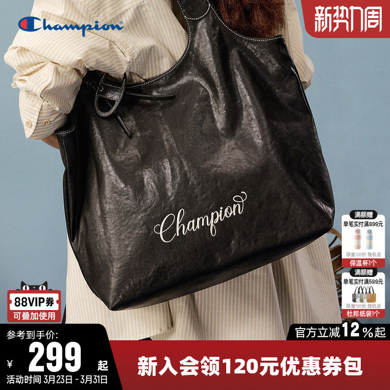 Champion冠军单肩背包2026春夏新款男女情侣时尚大容量托特包挎包