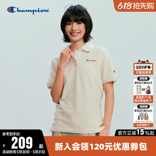 Champion冠军休闲短袖POLOT恤女