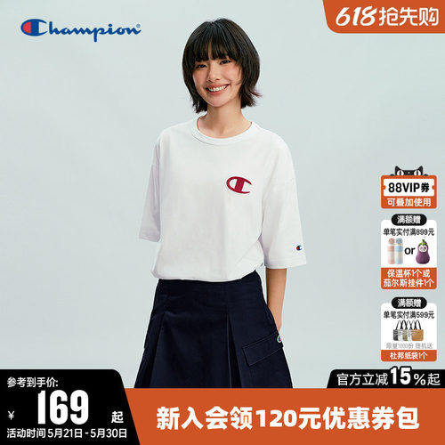 Champion冠军纯棉圆领短袖T恤女