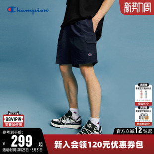 男2026春季 潮牌裤 新款 裤 子 纯色休闲运动五分工装 Champion冠军短裤