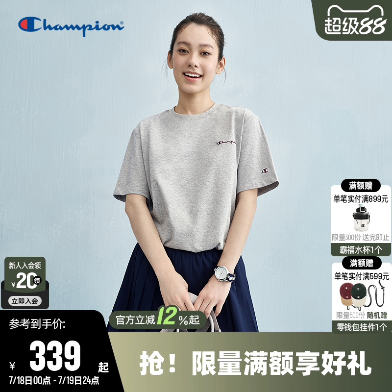 Champion冠军纯棉圆领短袖T恤女