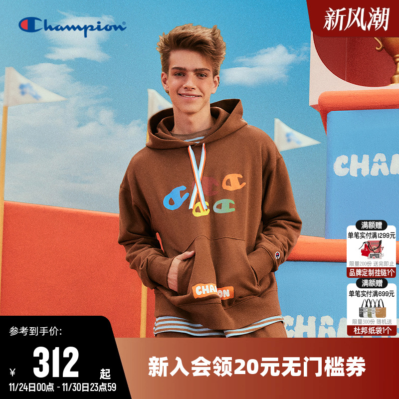 秋季连帽卫衣CHAMPION男联名印花