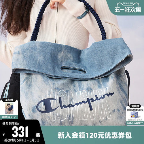 【丁禹兮推荐】Champion冠军单肩背包男女运动健身尼龙休闲托特包 - 封面
