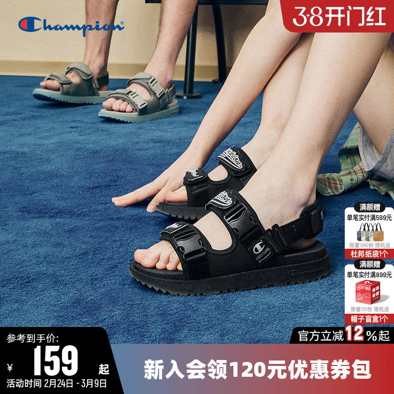 Champion冠军凉鞋女沙滩运动鞋男夏季厚底情侣时尚魔术贴凉拖时尚