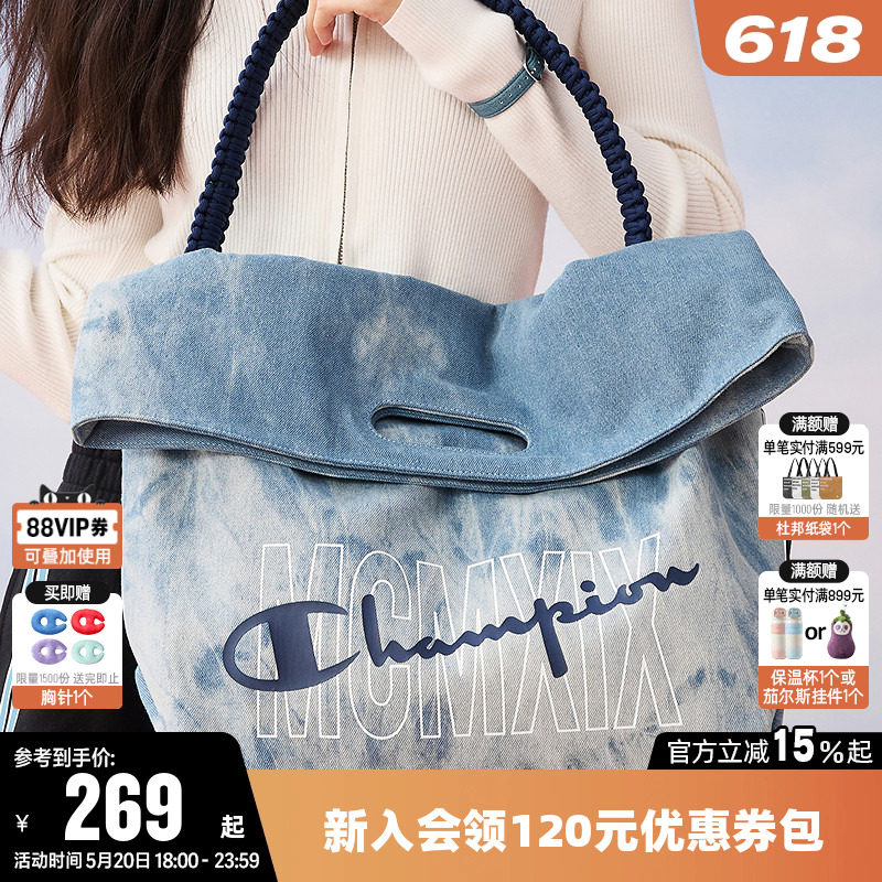 【丁禹兮推荐】Champion冠军单肩背包男女运动健身尼龙休闲托特包