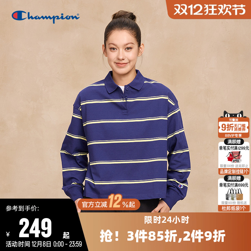Champion冠军长袖POLO衫T恤女