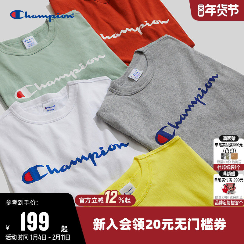 Champion冠军T恤女2026春季新款休闲情侣潮牌纯棉运动短袖上衣男