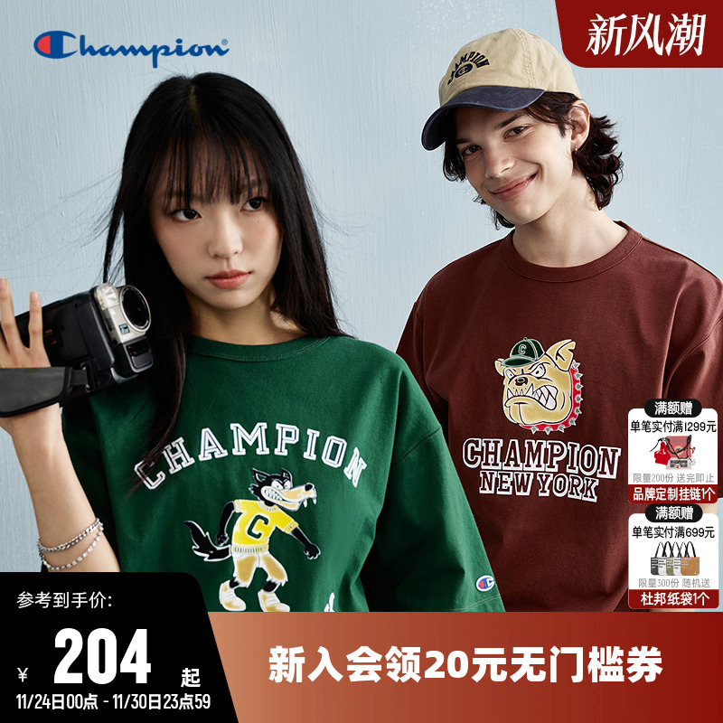 Champion冠军圆领短袖T恤情侣