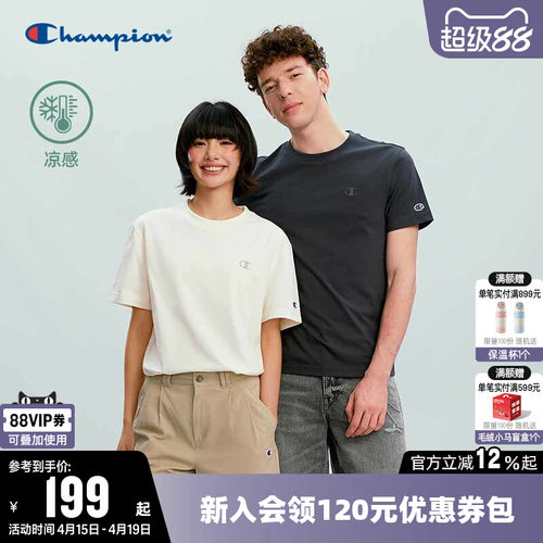 Champion冠军休闲圆领短袖T恤女