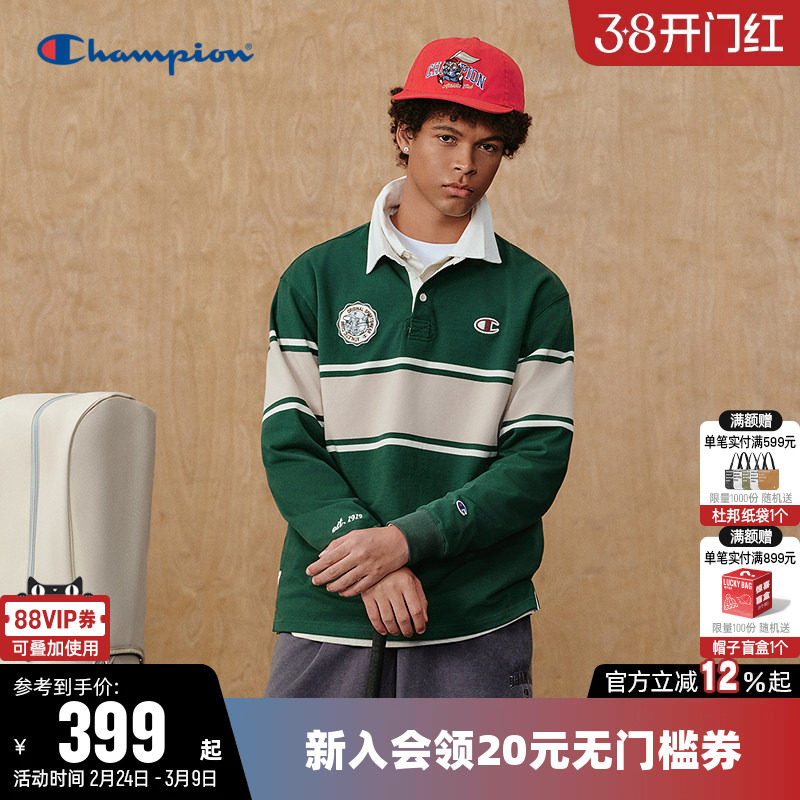 【猫猫系列】Champion冠军T恤男26春季新款纯棉休闲长袖POLO上衣