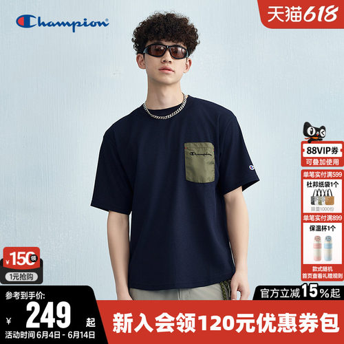 Champion冠军休闲圆领短袖T恤男