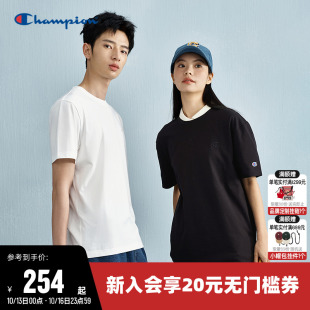 纯色圆领运动短袖 情侣打底衫 上衣男 新款 Champion冠军T恤女25夏季