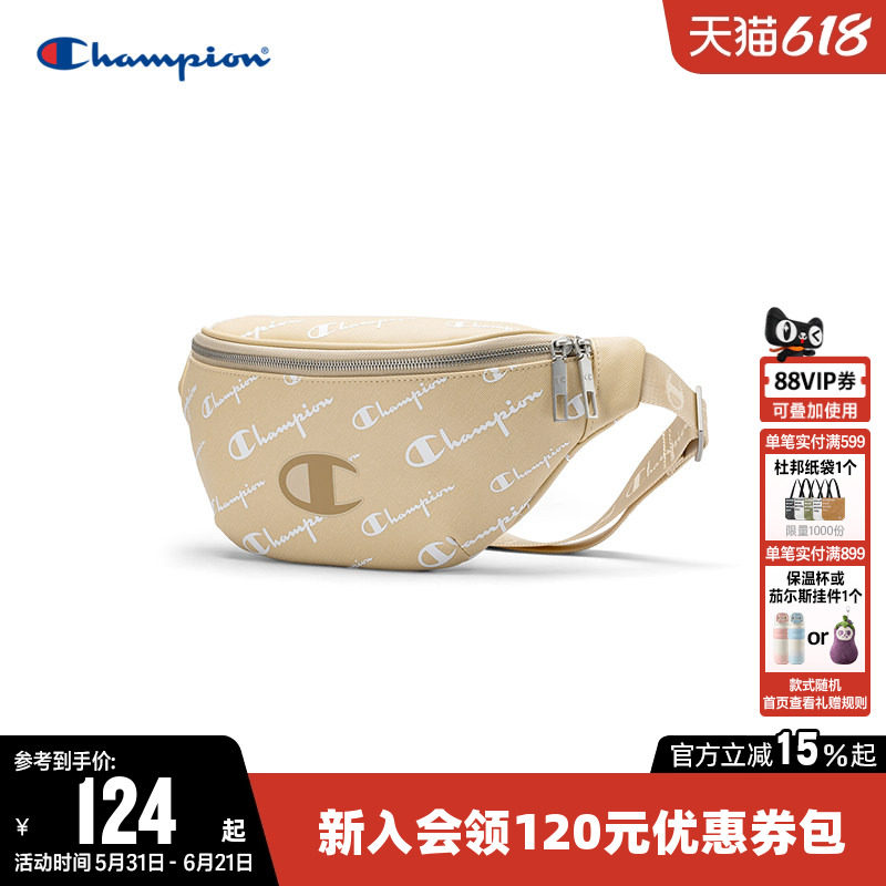 Champion冠军斜挎包腰包女运动手机胸包男满印老花情侣时尚包