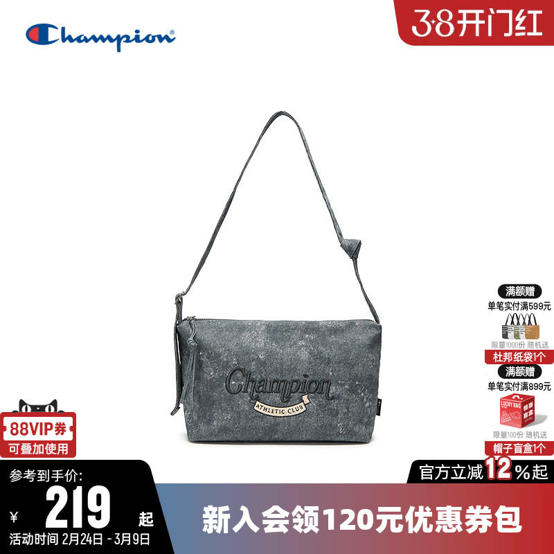 Champion冠军单肩背包2026春新款男女情侣时尚斜挎包经典刺绣潮包