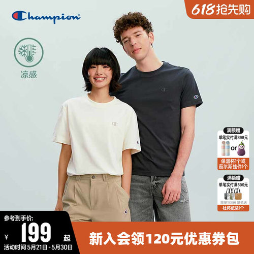 Champion冠军休闲圆领短袖T恤女
