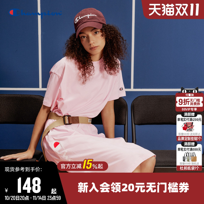 草写logo印花连衣裙Champion冠军