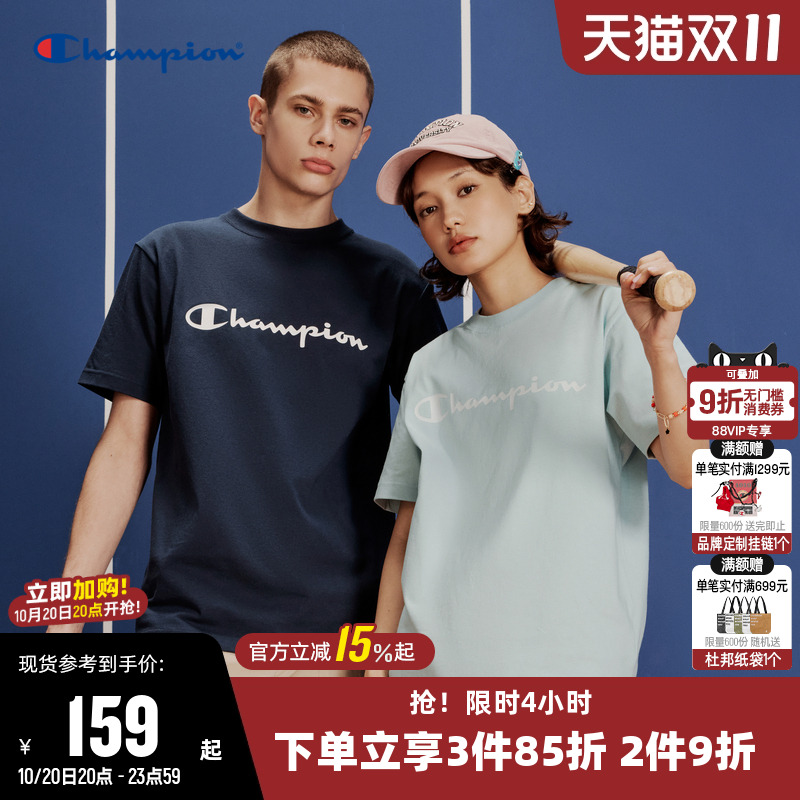 透气短袖T恤Champion冠军情侣