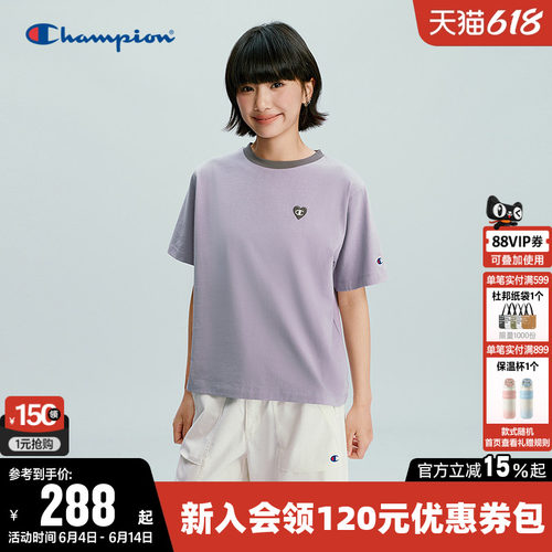 Champion冠军休闲圆领短袖T恤女