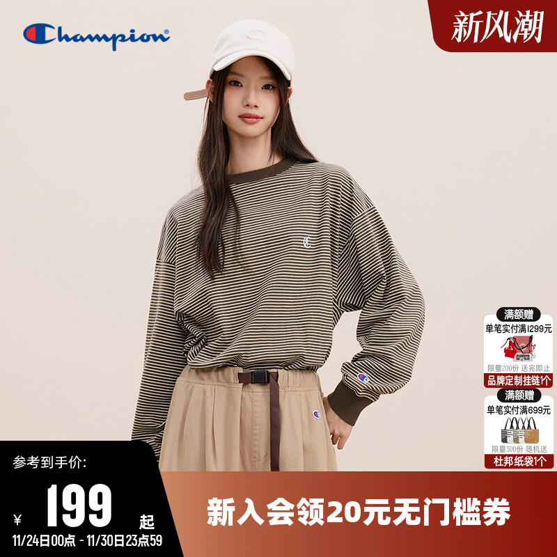 纯棉长袖T恤Champion冠军男