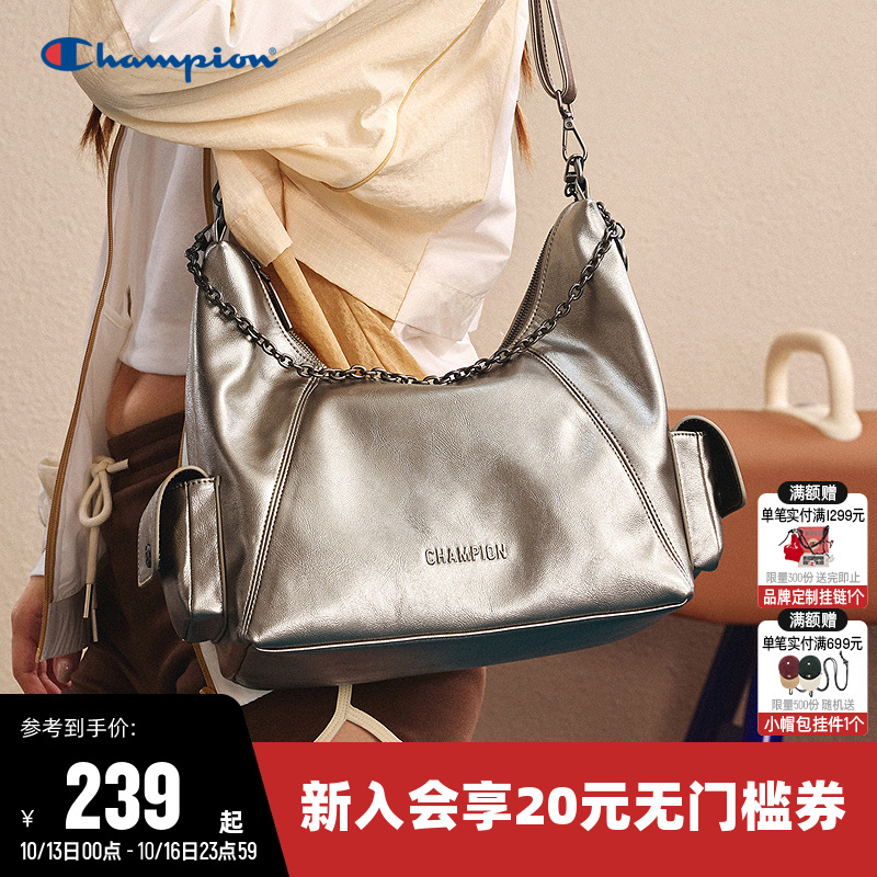 Champion冠军新款单肩包女男情侣斜挎机车包休闲时尚复古潮流