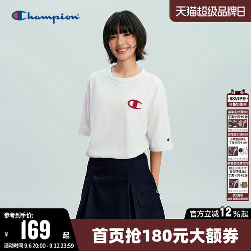 Champion冠军纯棉圆领短袖T恤女