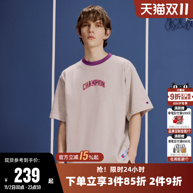 撞色短袖T恤Champion冠军情侣