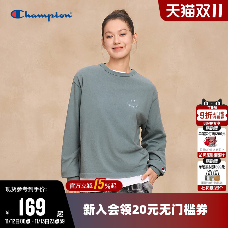 Champion冠军纯棉圆领长袖T恤女