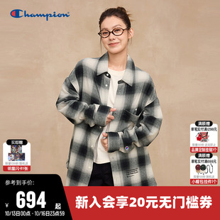 丁禹兮同款 情侣格纹长袖 Champion冠军衬衫 新款 上衣男 女25秋季