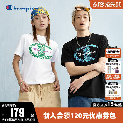 Champion冠军纯棉短袖T恤情侣