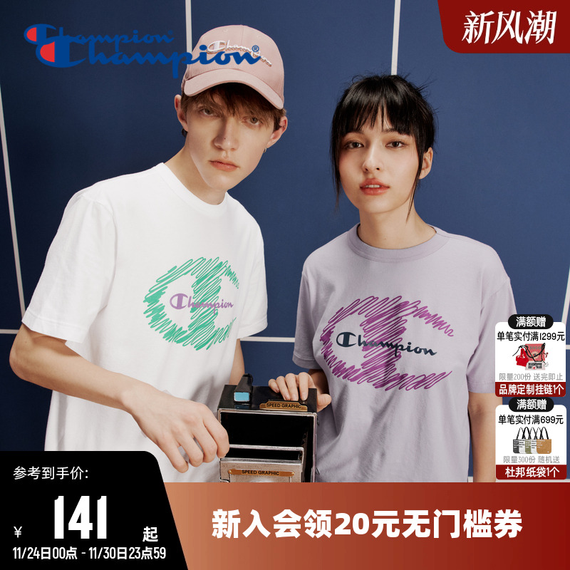 涂鸦短袖T恤Champion冠军情侣
