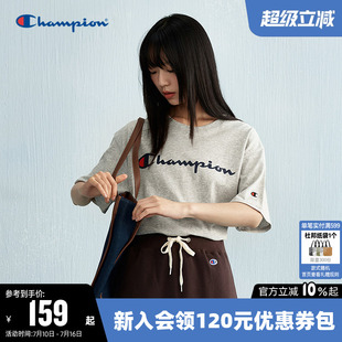 ChampionT恤女夏季胶印草写logo纯棉透气情侣圆领短袖上衣男