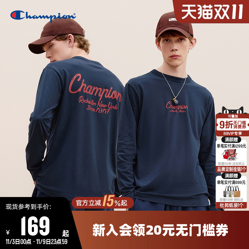 纯棉长袖T恤Champion冠军男