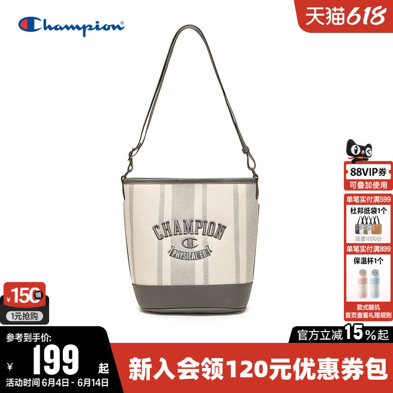 Champion冠军时尚单肩背包2026春新款男女情侣发财桶手提包挎包潮