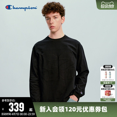 Champion冠军休闲圆领长袖T恤男