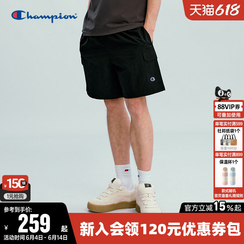 Champion冠军短裤男2026夏季新款工装风梭织五分裤休闲宽松裤子潮