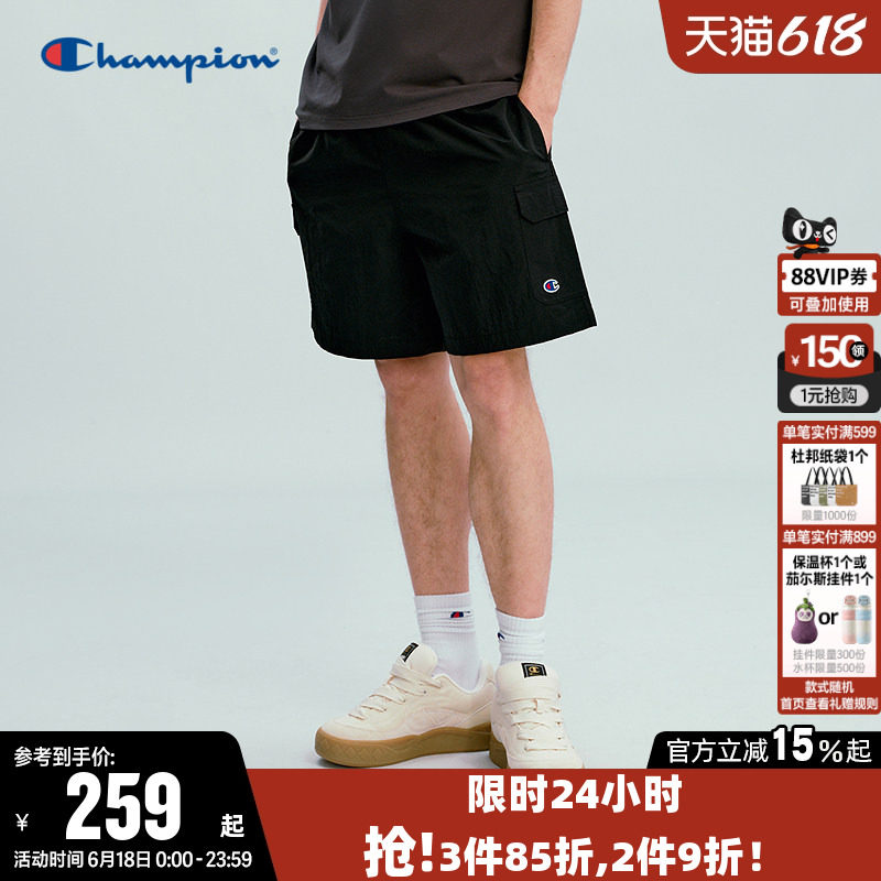 Champion冠军短裤男2026夏季新款工装风梭织五分裤休闲宽松裤子潮