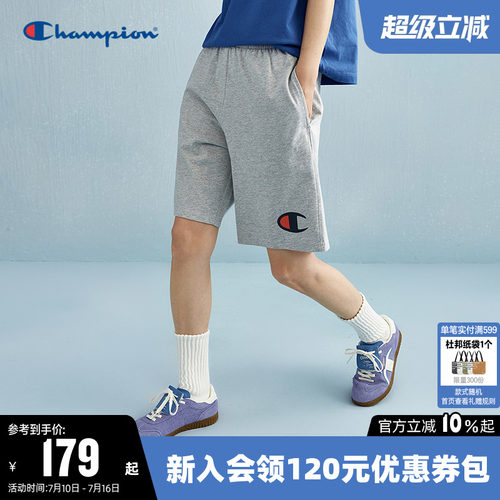 Champion冠军胶印休闲短裤男