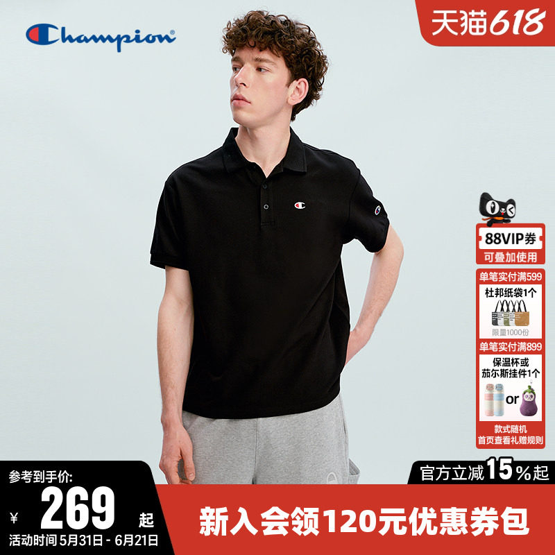 Champion冠军T恤女2026夏季新款情侣休闲宽松POLO衫短袖上衣男潮