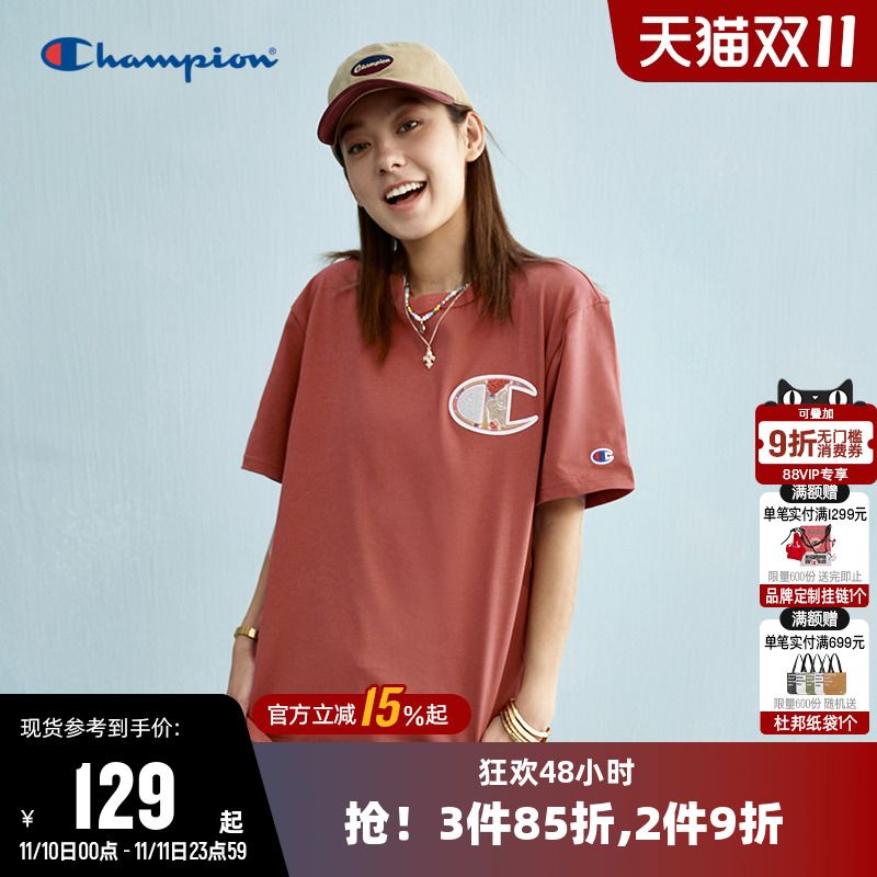 champion冠军圆领短袖T恤情侣