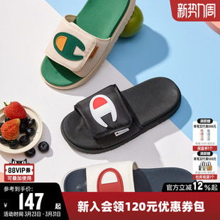 子潮 户外休闲鞋 Champion冠军运动拖鞋 2026春夏女男厚底魔术贴凉鞋