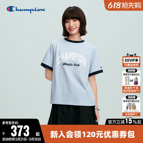 Champion冠军休闲圆领短袖T恤女