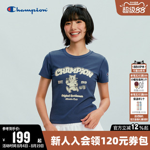 【猫猫系列】Champion冠军T恤女2026夏季新款休闲风圆领短袖上衣